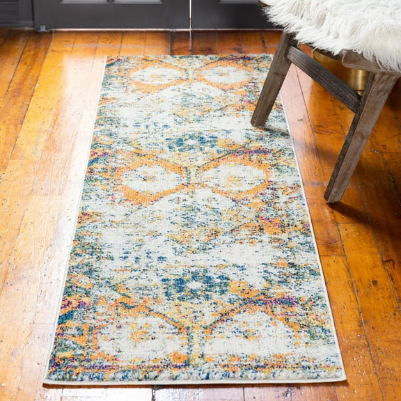 Unique Loom Monterey Collection Area Rug - Causeway (2' x 6' 7" Runner Beige/Blue)