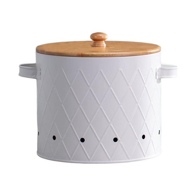Potato Storage Tins Kitchen Canisters for Farmhouse Decor Countertop Kitchen White Large