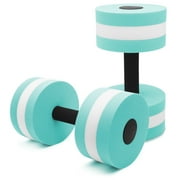 Kxuhivc Water Dumbbells Aquatic Exercise Dumbbells Water Aerobics Workouts 2PCS Foam Barbells Hand Bars Pool Resistance for Men Women Kids Weight Loss Water Sports Fitness Tool, Green&Whtie