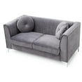 thumbnail image 3 of Passion Furniture Delray 65 in. Gray Tuxedo Arm Velvet Loveseat with 2-Throw Pillow, 3 of 5