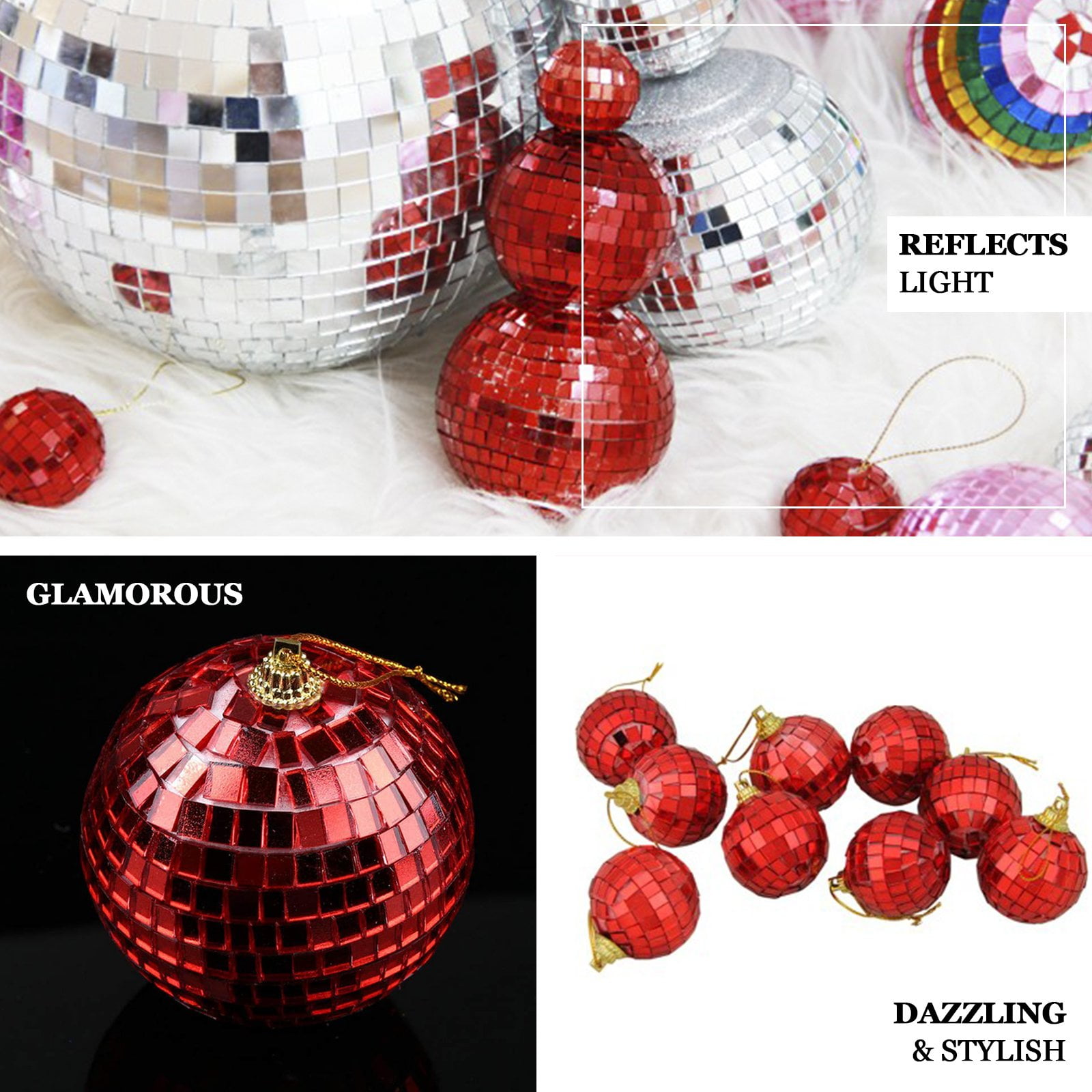 Efavormart 4 PCS 8 Groovy Glass Mirror Disco Ball Party Decoration for  Wedding Event Birthday Party 