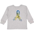 thumbnail image 3 of Inktastic Down Syndrome Awareness Blue and Yellow Hearts Ribbon Boys or Girls Long Sleeve Toddler T-Shirt, 3 of 5
