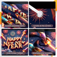 thumbnail image 4 of Decorative Design Happy New Year Banner Polyester Material Celebration Banner Rocket Theme Floral Elements Colorful Theme for Holiday Celebration Indoor Decoration Kids Party, 4 of 9