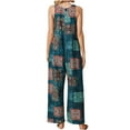 thumbnail image 4 of Women's Personalized Print Straps Wide Leg With Pockets Vintage Jumpsuit, 4 of 8