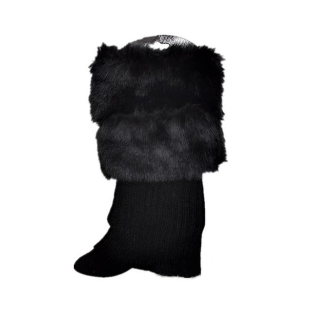 Jumpingount 1 par de calentadores de piel para piernas, fundas cálidas, accesorio de ropa elegante, mangas para piernas, puños para botas, funda Medias Negro