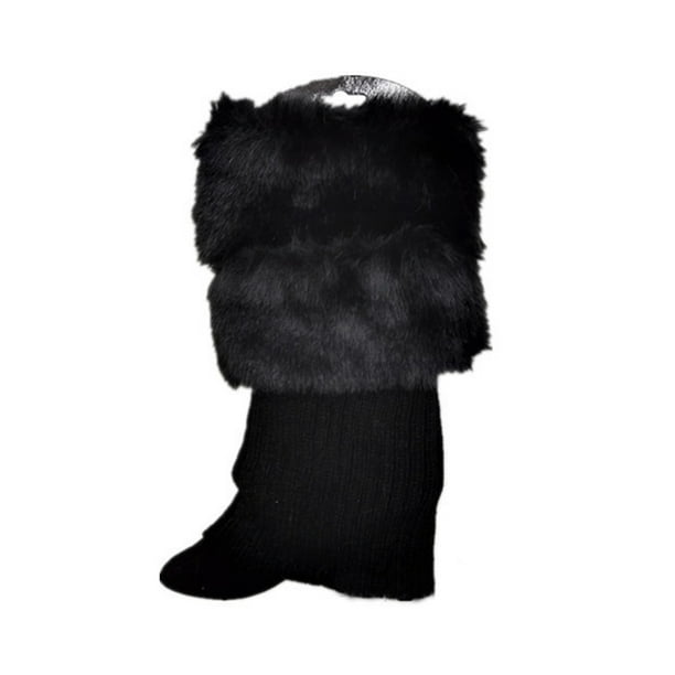Guardurnaity 1 par de calentadores de piernas de piel, accesorio de ropa, funda de calcetín para niñas, al aire libre Medias Negro