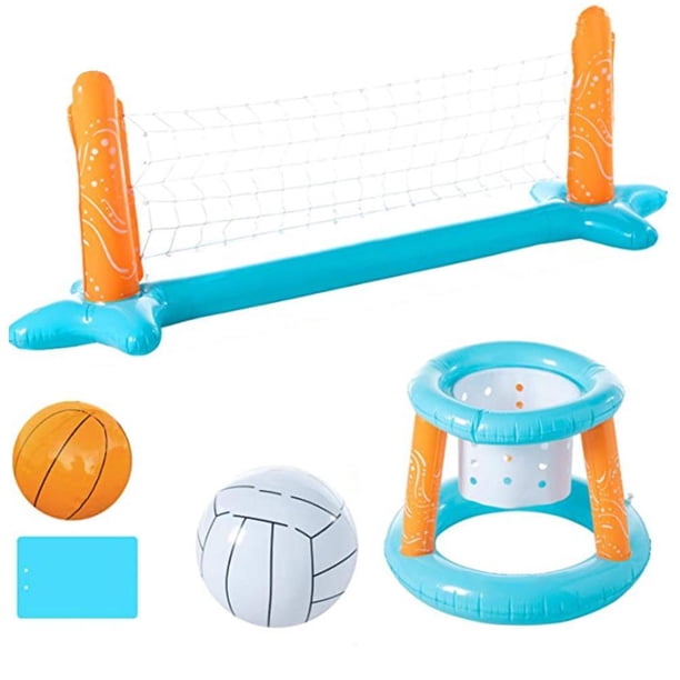 Flotador Inflable Para Piscina, Red De Voleibol Y Aros De Baloncesto, Bolas, Juego De Natación, Juguete Flotante Para Niños Y Adultos Vogacara OD012734-00