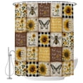 thumbnail image 2 of Shower Curtains for Bathroom, Sunflowers Waterproof Fabric Shower Curtain, Retro Country Butterfly Bee Floral Plaid Decorative Bathroom Curtain for Bathtub, 72"x78", No Hooks Included, 2 of 9