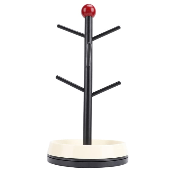 Yajisi Tree-Shaped Cup Drying Rack with Drain Tray, Wooden Countertop Organizer for Cups, Bottles & Cosmetics (34x17x16cm)