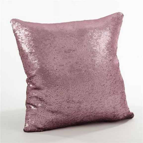 SARO  18 in. Square Sirun Sequin Mermaid Design Down Filled Throw Pillow  Eggplant