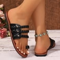 thumbnail image 4 of Zapatillas de Suela Suave Zapatillas de Playa Planas de Color Sólido de Moda con Hebilla de Metal para Zapatillas de Verano de las Mujeres, 4 of 9