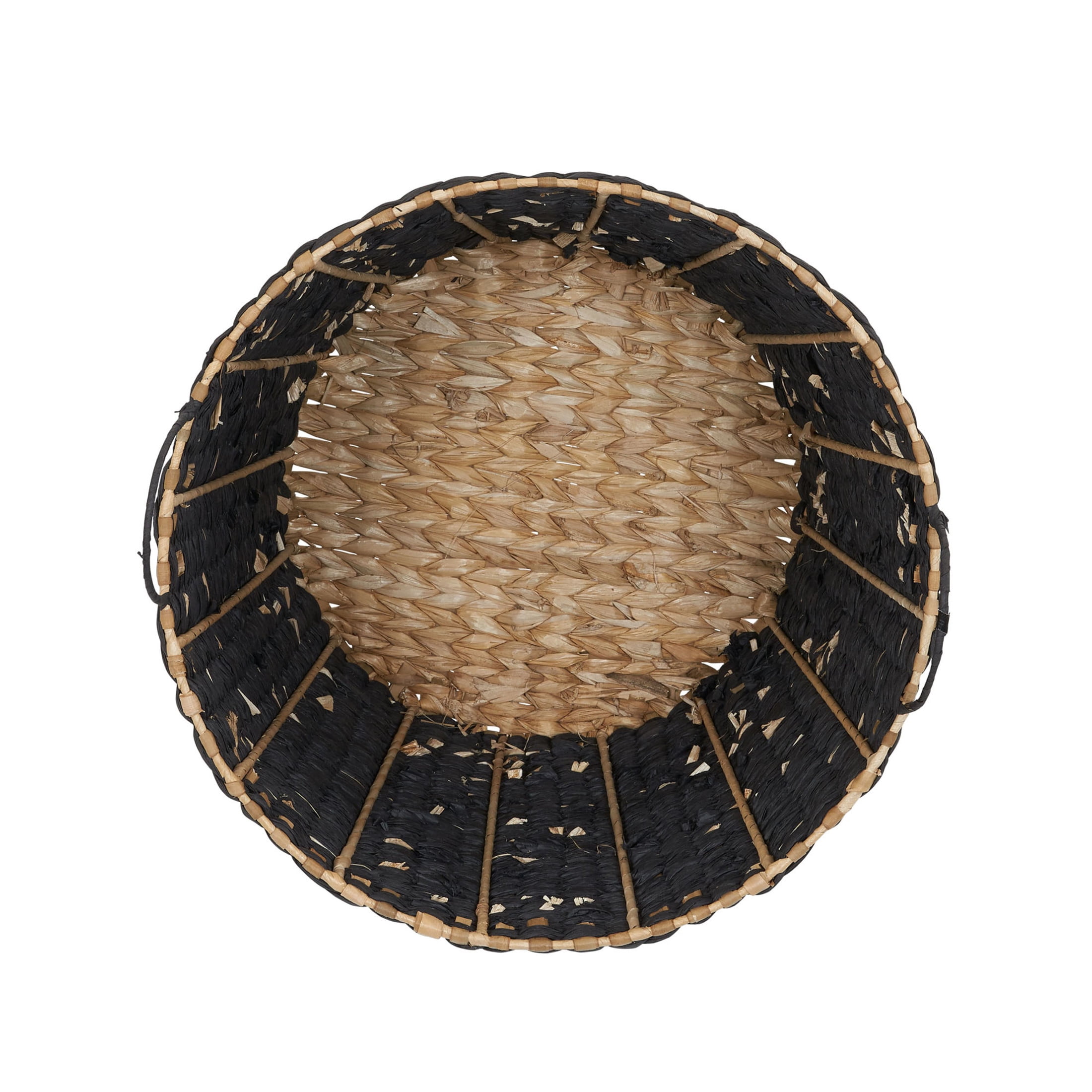 Household Essentials Tapered Woven Basket, Large Decorative Basket with Handles, Black and White Pattern
