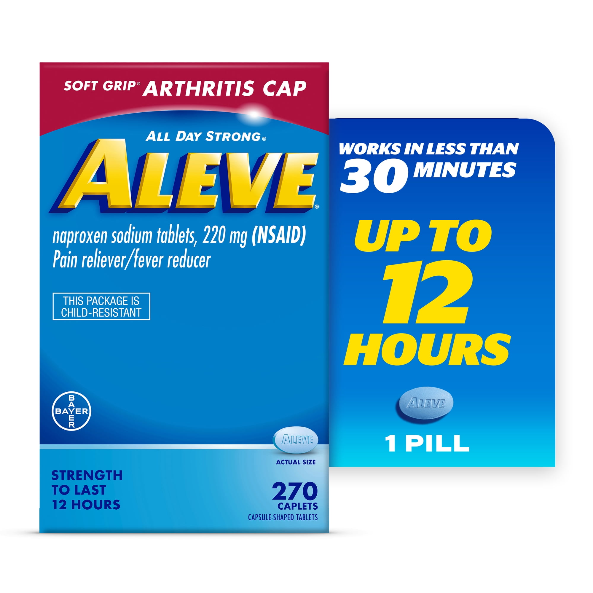 Aleve Caplets Soft Grip Arthritis Cap Naproxen Sodium Pain Reliever, 270 Count