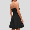 thumbnail image 4 of Busydd Womens Dresses Solid Color Strapless Summer Dress Casual Sleeveless A Line Mini Dress Trendy Wedding Guest Dresses for Women Prom Dress with Pockets Black S, 4 of 8