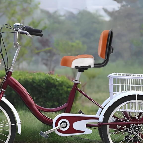Extra Wide Tricycle Seat with Backrest - Comfortable Ergonomic Saddle Seat with Back Support, Adjustable Height for Tricycles & Bikes