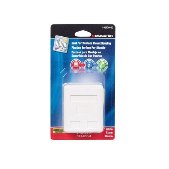 Monster 140170-00 Dual Port Surface Mount Housing, White