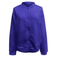 thumbnail image 4 of Waffle Zip Up Shirts for Women Dressy V Neck Shacket Jacket Color: Blue Size: XL, 4 of 5