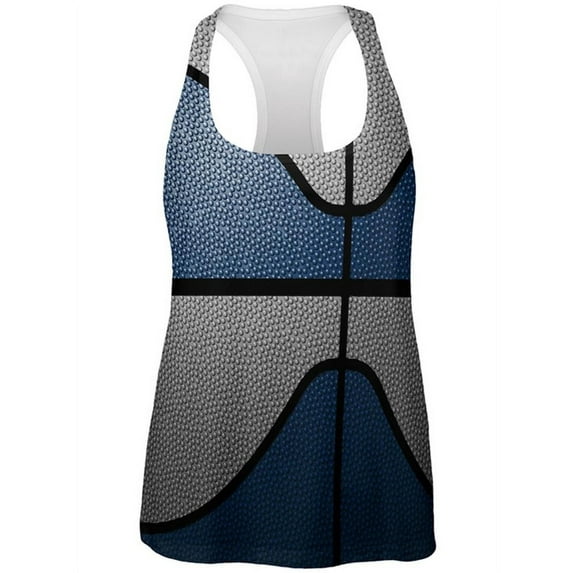 Championship Basketball Navy Blue & Grey All Over Womens Work Out Tank Top Multi X-LG