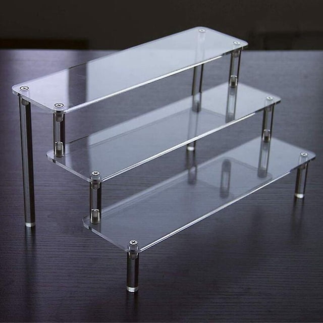 Soporte de exhibición de acrílico transparente, estante de escalera transparente de 3 niveles, soporte de exhibición de acrílico de colección, para figura de exhibición, esmalte de uñas, cosméticos
