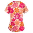 thumbnail image 3 of Iaqnaocc Scrub Tops Women Plus Size Floral Print Nurse Working Uniforms Trendy V Neck Side Slits Scrub Shirt Party Short Sleeve Tees Blouse with Pockets Wine M, 3 of 4
