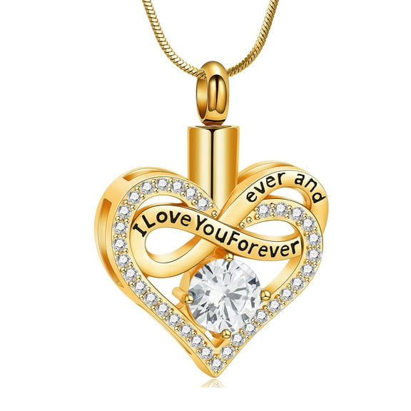 I Love You Forever Ever - Stainless Steel Heart Urn Pendant Memorial Jewelry Cremation Jewelry for Ashes Keepsake Memory Necklace