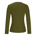 thumbnail image 6 of idosla Womens Long Sleeve Stretch Crewneck Ribbed T-Shirt Slim Fit Casual Basic Tops (Army Green, S), 6 of 6