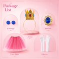 thumbnail image 2 of 5 Pcs Princess Costume & Accessories Set for Gir'ls, Crown/Brooch/Earring/Tutu Skirt Halloween Cosplay Dress Up (Rosy), 2 of 7