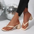 thumbnail image 2 of Women's Square Open Toe Flip Flops Stiletto Heels Strappy Fashion Party Wedding Dress Thong Heeled Sandals Slip On Comfortable Summer Thong Shoes, 2 of 7