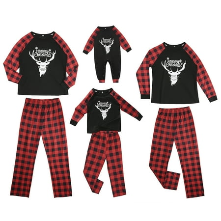 

Amuver Christmas Pajamas Family Couple Clothes Baby Romper Mom and Daughter Matching Clothes Xmas Deer Family Look Pijamas Pyjamas