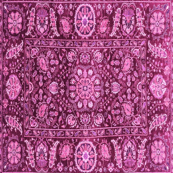 Ahgly Company Indoor Square Oriental Pink Traditional Area Rugs, 6' Square