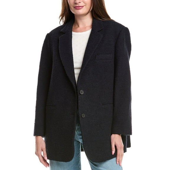 Sandro womens Boucle Wool-Blend Blazer, 34, Blue