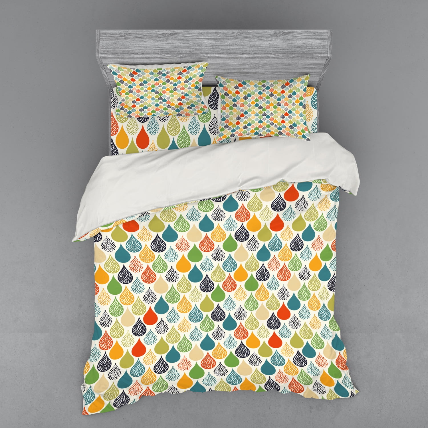 Abstract Duvet Cover Set, Colorful Large Drop Dots Pattern in Various
