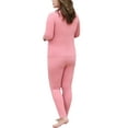thumbnail image 5 of LUXUR Women Solid Color Thermal Underwear Warm Base Layer Long Johns Set Pink 2XL, 5 of 5