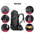 thumbnail image 3 of Mochila de senderismo ligera impermeable de 60L con cubierta de lluvia, mochila de viaje para deportes al aire libre para escalar, acampar y viajar, 3 of 5