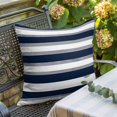 thumbnail image 5 of Navy Blue Throw Pillow Cover and Grey Stripe Abstract Geometric Striped Cotton Linen Cushion Cover Throw Pillow Case with Invisible Zipper for Couch Sofa Bed Chair Car 16x16 Inch, 5 of 9