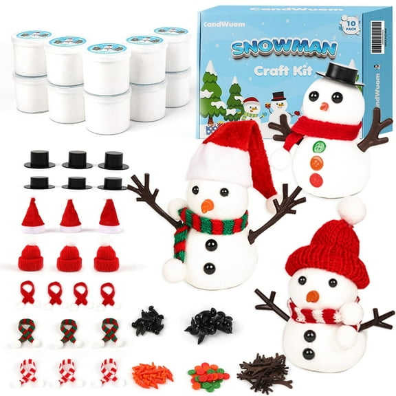 CandWuom Christmas Craft for Kids, 10Pack Build a Snowman Kit, Air Dry Modeling Clay Snowman Crafts for Kids Xmas Gift