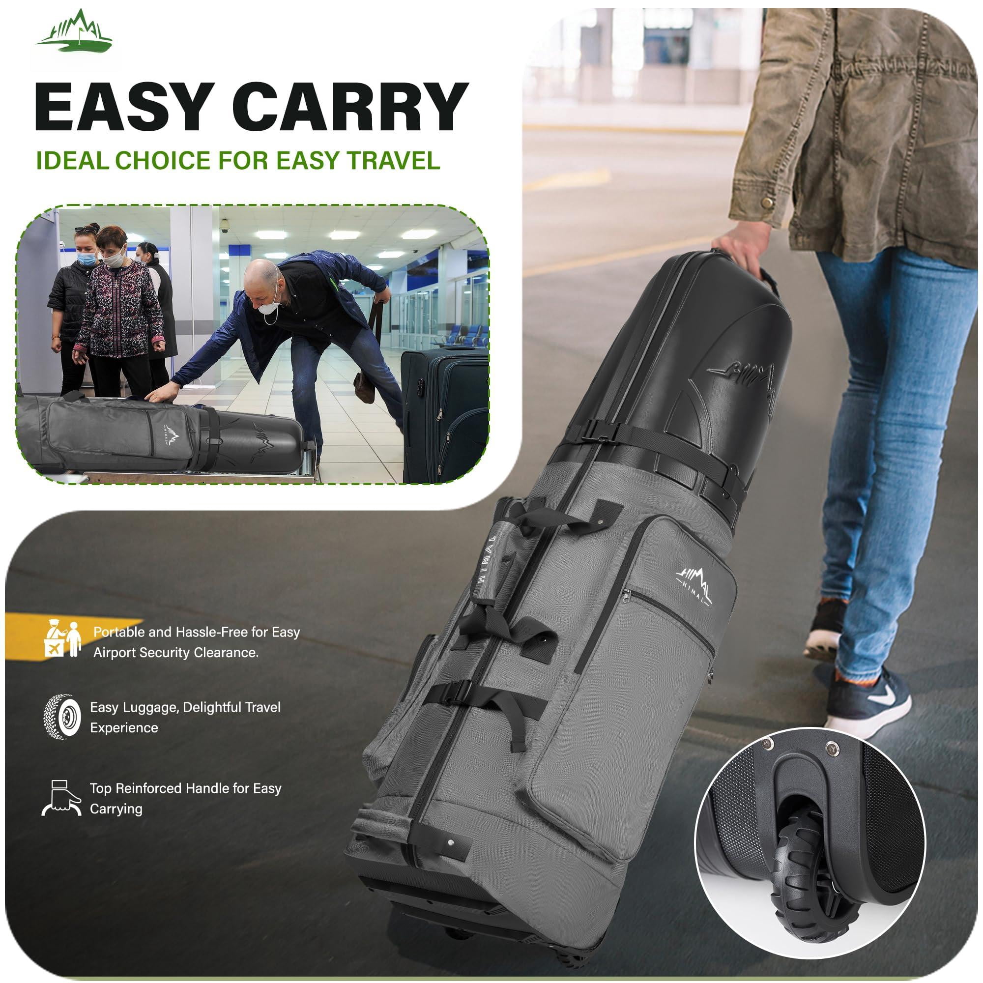 Golf Travel Bag With Hard Case Top  1680d Heavy Duty Oxford Club Bags For Airlines Wheels Easy To Maneuver