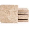thumbnail image 1 of shiyou-Coaster for Drinks 3.75'' Inches / 9.5' cm Travertine Handmade Square Coaster Sets - Stone Coasters Set for Drink, Coaster Set of 6 Kitchen Table top & Home Decor, 1 of 4