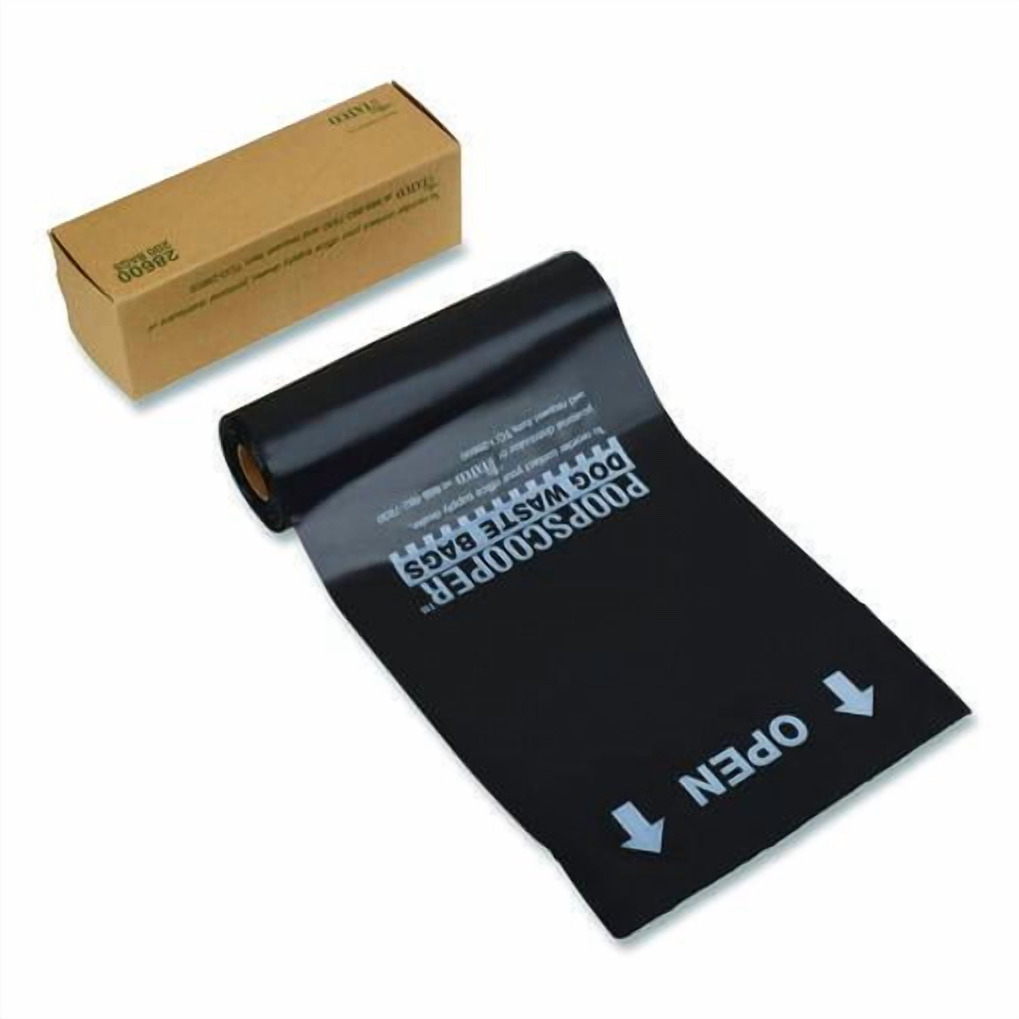 Dog Waste Bags, Open-Face, 0.5 gal, 8" x 13", Black, Perforated Roll, 200 Bags/Roll, 10 Rolls/Carton | Bundle of 2