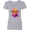 thumbnail image 3 of Inktastic Daytona Beach Florida Sunset Women's V-Neck T-Shirt, 3 of 5
