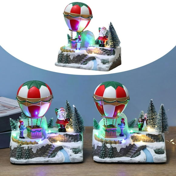 Adornos de Navidad iluminados Dreaming Rotating Santa Claus Musical craft packageage House Air Balloon Luminoso Luminoso Mantenimiento para ancianos Yotijar escultura de globos