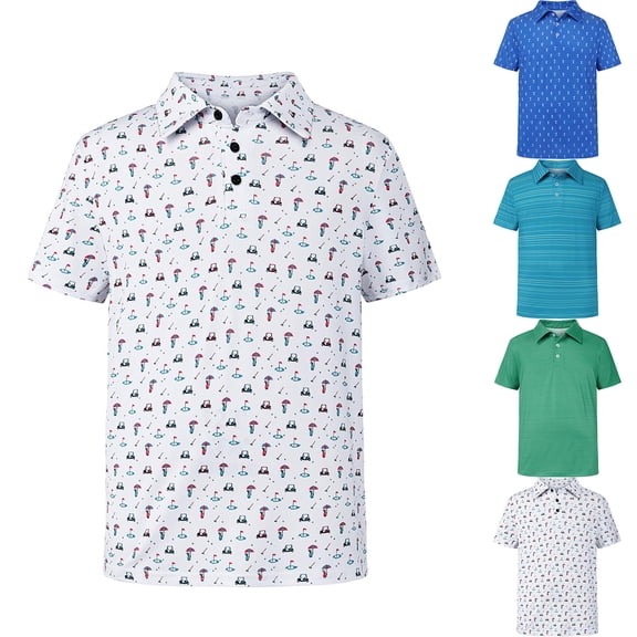 TGPMGRZ Boys Polo Shirt Kids Short Sleeve Performance Graphic Golf Shirts Casual Activewear for Boy 3-14Y Sky Blue