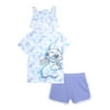 Disney Stitch Girls Hoodie T-Shirt and Shorts, 2 Piece Cosplay Outfit Set, Sizes 4-10