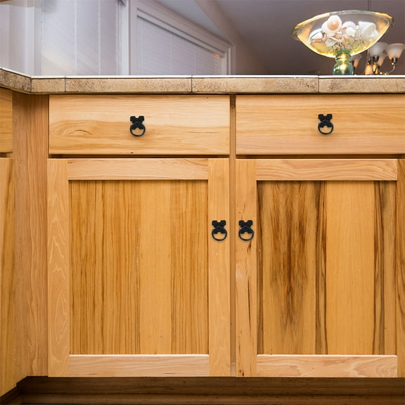 Niceauty 6Pcs Small Cabinet Knob Black Zinc Alloy Circular Ring Modern Style for Furniture