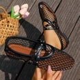 thumbnail image 2 of Gpaecead Women Mesh Mary Jane Style Flat Shoes Closed Toe Crisscross Straps Breathable Fabric Plus Size Shoes Spring Summer Casual,Black, 2 of 8