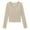 Beige-02, variant on STETMN Women's Long Sleeve Tops Button Up Crop Slim Fitted T Shirts Fall Casual Basic Blouse