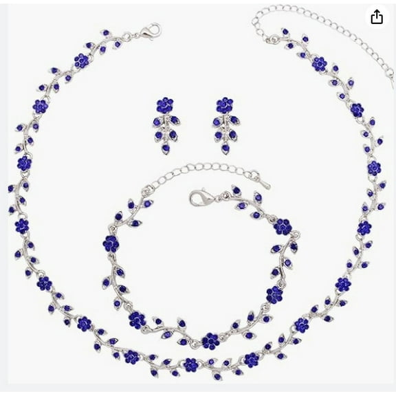 Sdmnsg-T Wedding Jewelry for Bride Women Bridesmaid, Sparkly Cubic Zirconia Pear-Shaped Birthstone Leaf Necklace Earrings Set for Prom