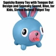 thumbnail image 3 of Squishy Bunny Toy with Tongue Out Design and Squeaky Sound, Blue, for Kids, Relaxation Squeeze Toy, 3 of 3