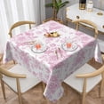 thumbnail image 3 of Pink Floral Tablecloth 54x54 Inch Square Vintage Chinoiserie Flower Table Cloth Spring Decorative Polyester Stain Resistance Square Table Cover for Party Picnic Kitchen Decoration Outdoor Indoor, 3 of 5
