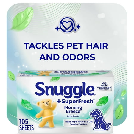 Snuggle Plus SuperFresh Fabric Softener Dryer Sheets with Static Control and Odor Eliminating Technology, Original, 105 Count